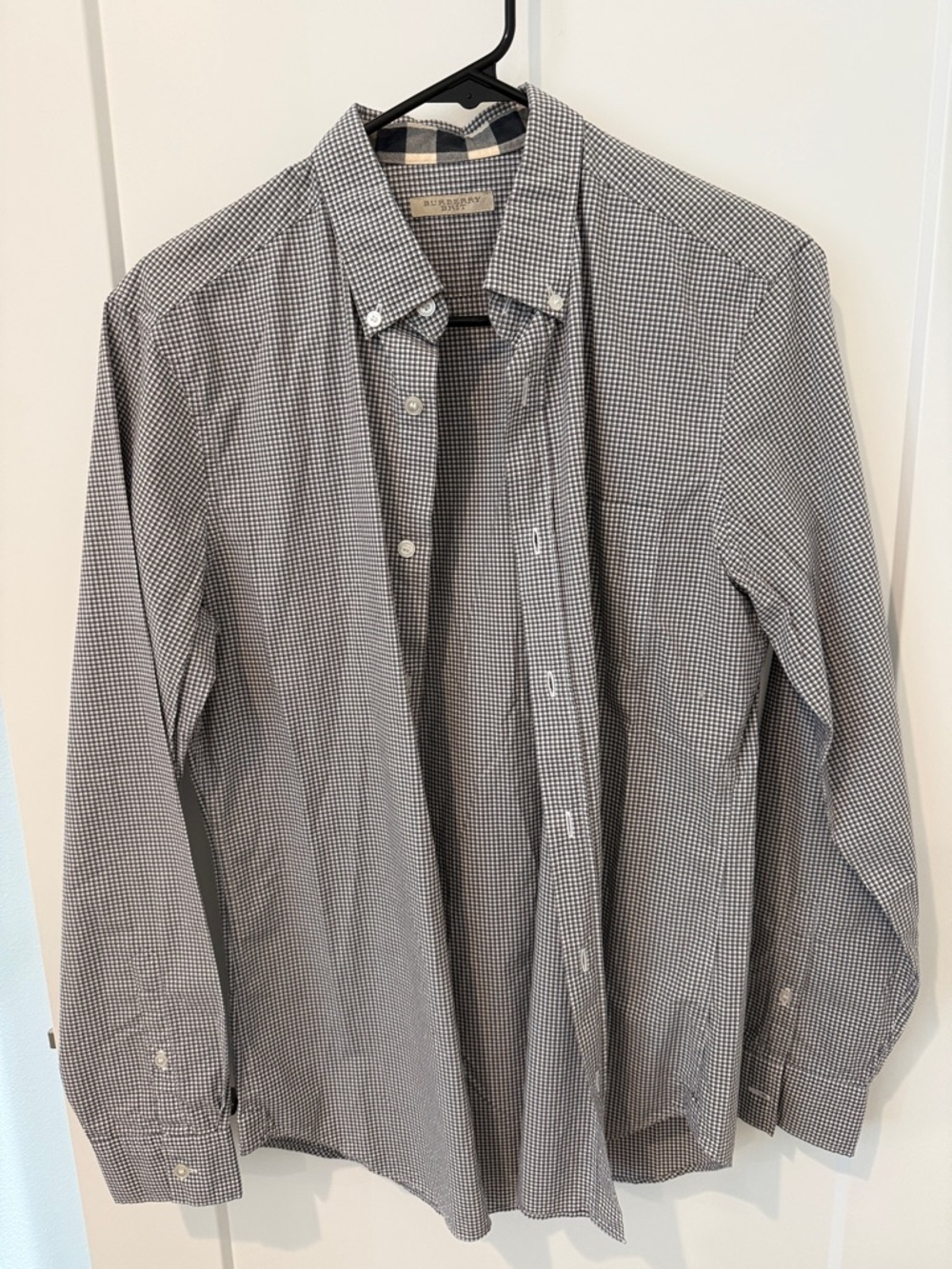 Burberry Men’s Black & White Micro-Check Button-Down Shirt